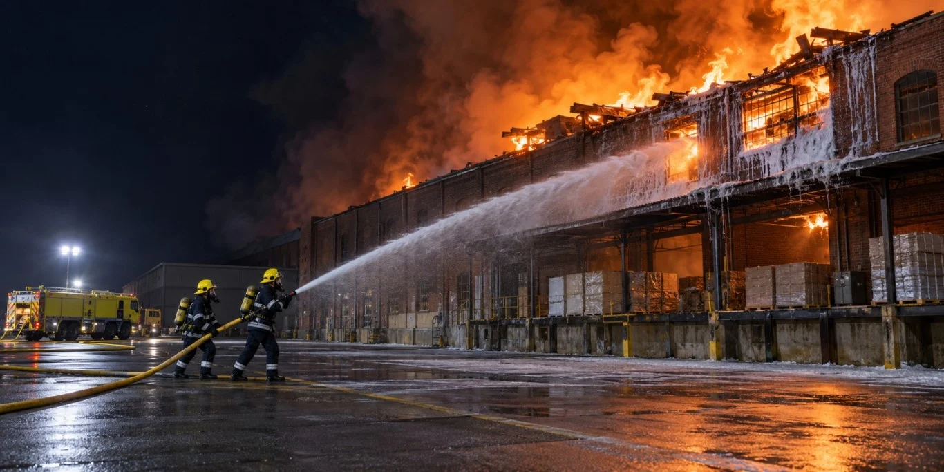 paper-warehouse-fire Paper Warehouse Fire Foam Application